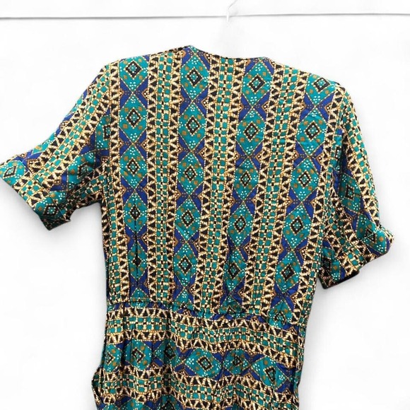 Women's retro Green and blue 80s funky‎ dress by Lady Carol NY size 6 - Picture 5 of 6